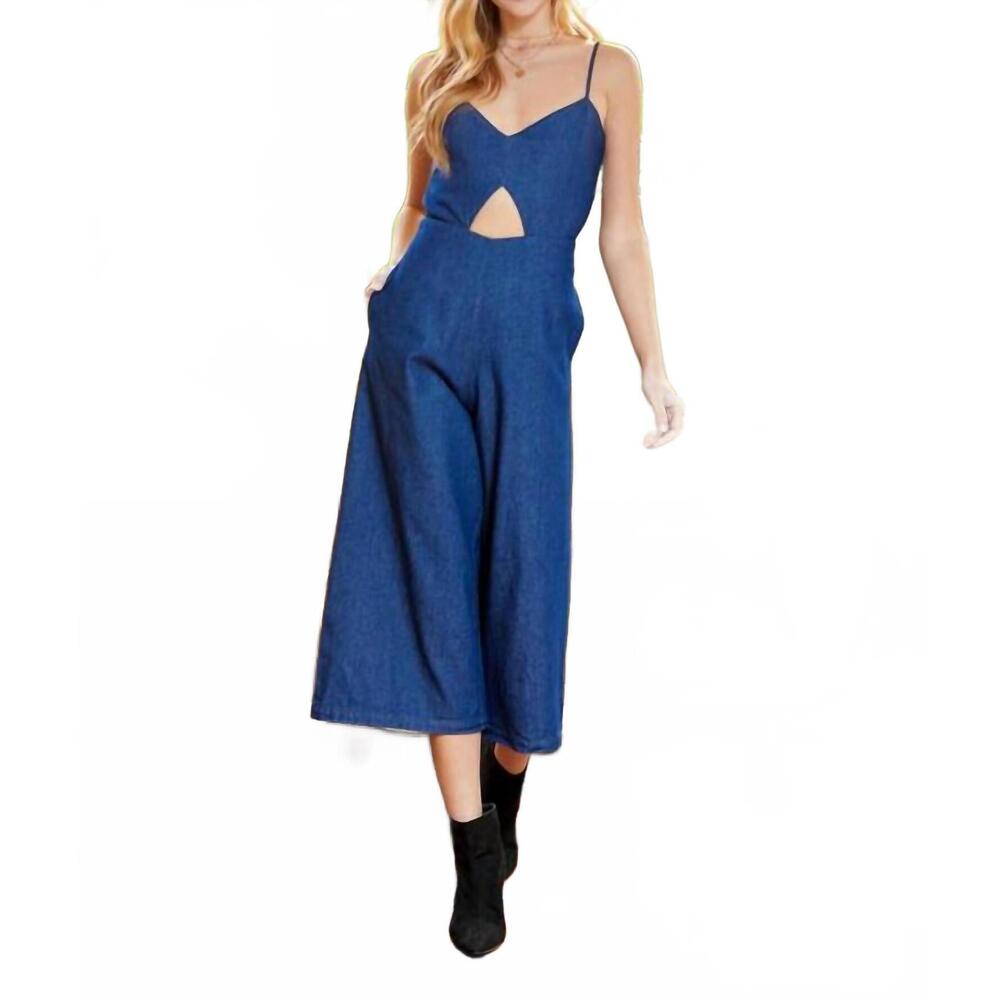 NEW TWENTY TEN cut out front denim jumpsuit in dark blue